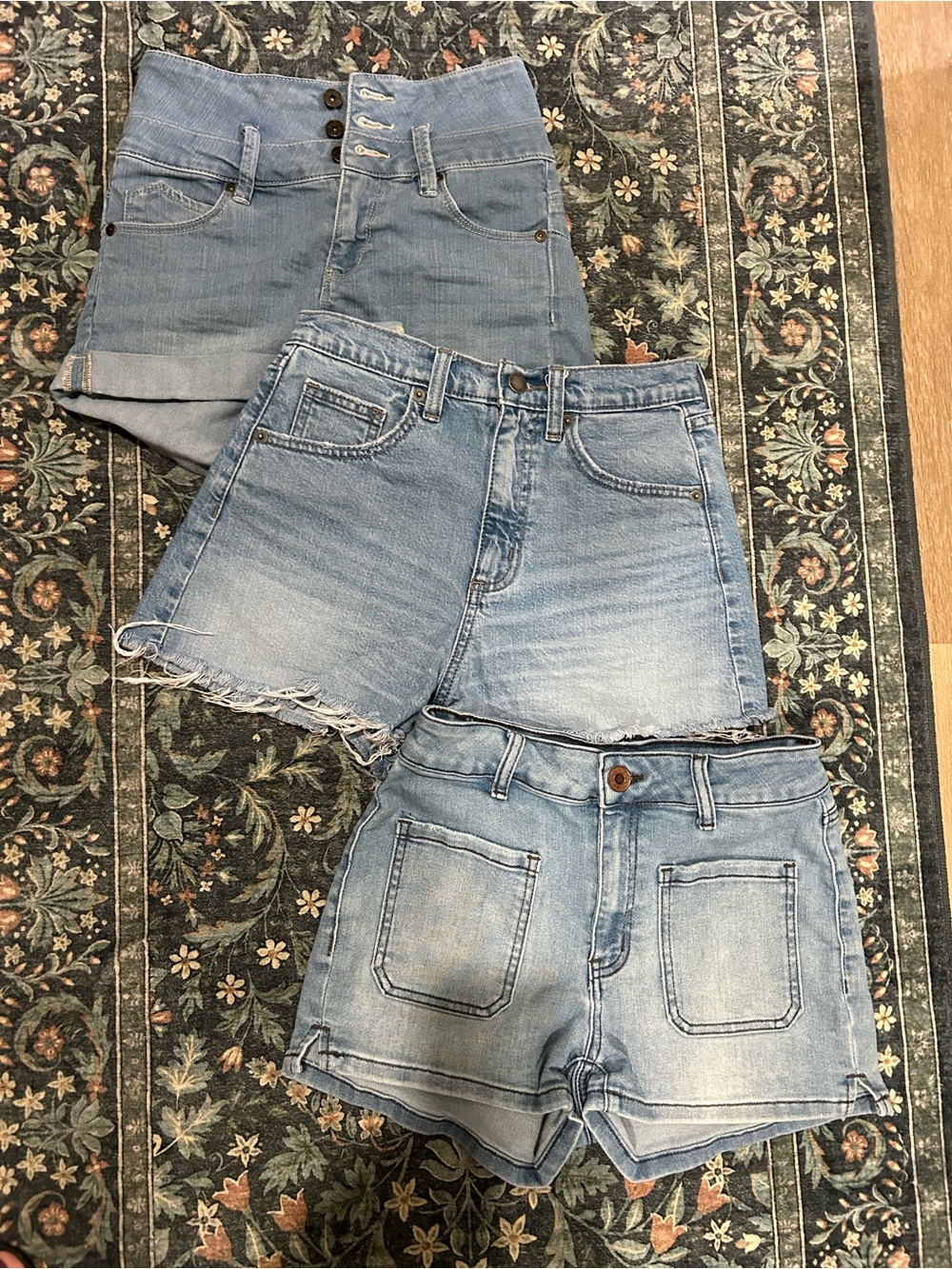 SO Light Blue Denim Jean Shorts Trio - Washed Casual Styles